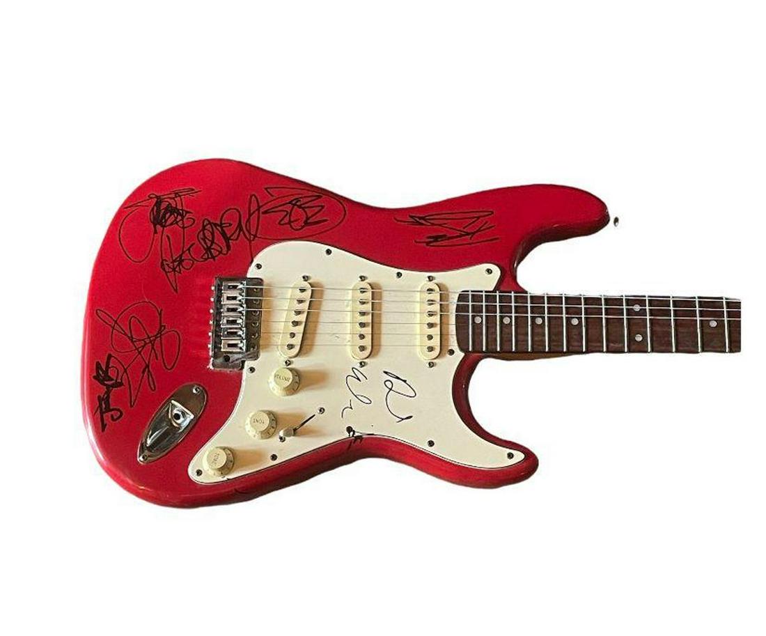 Aerosmith Fully Signed Electric Guitar Certified: This lot is an electric guitar, autographed by Steven Tyler, Joe Perry, Joey Kramer, Tom Hamilton and Brad Whitford of Aerosmith. Item comes with Certificate of Authenticity, guaranteeing it for a lif
