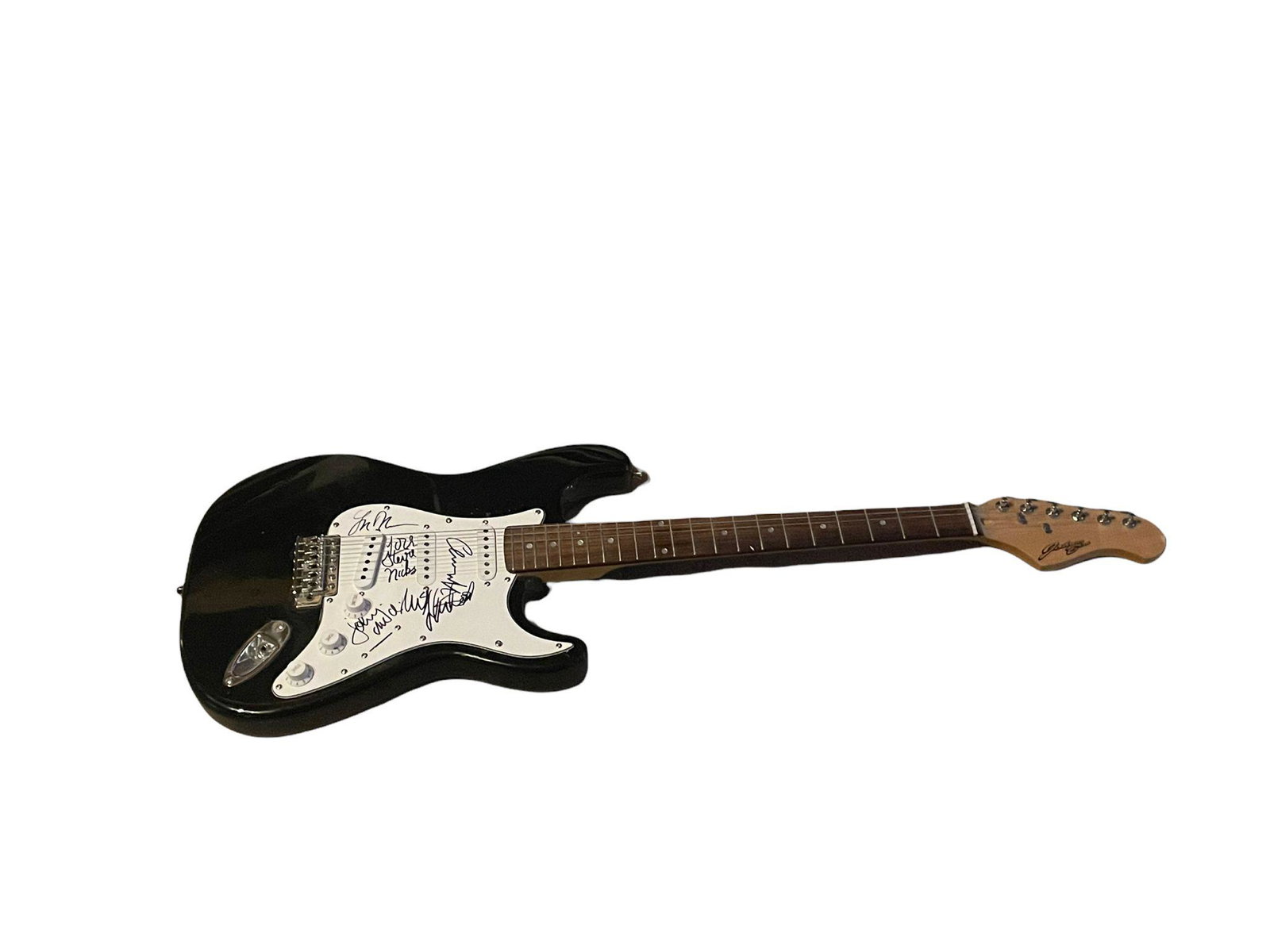 Fleetwood Mac Fully Signed Electric Guitar Certified: This lot is an electric guitar autographed by Lindsey Buckingham, Mick Fleetwood, John McVie, Christine McVie and Stevie Nicks of Fleetwood Mac. Item comes with Certificate of Authenticity, guaranteei