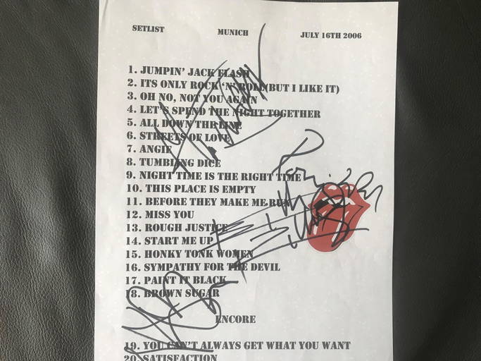 The Rolling Stones Fully Signed Setlist Certified