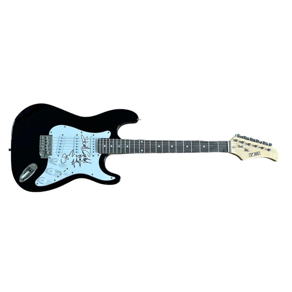 This lot is an electric guitar, autographed by Sting, Andy Summers and Stewart Copeland of The: This lot is an electric guitar, autographed by Sting, Andy Summers and Stewart Copeland of The Police. The Police were an English rock band formed in London in 1977. For most of their history the line