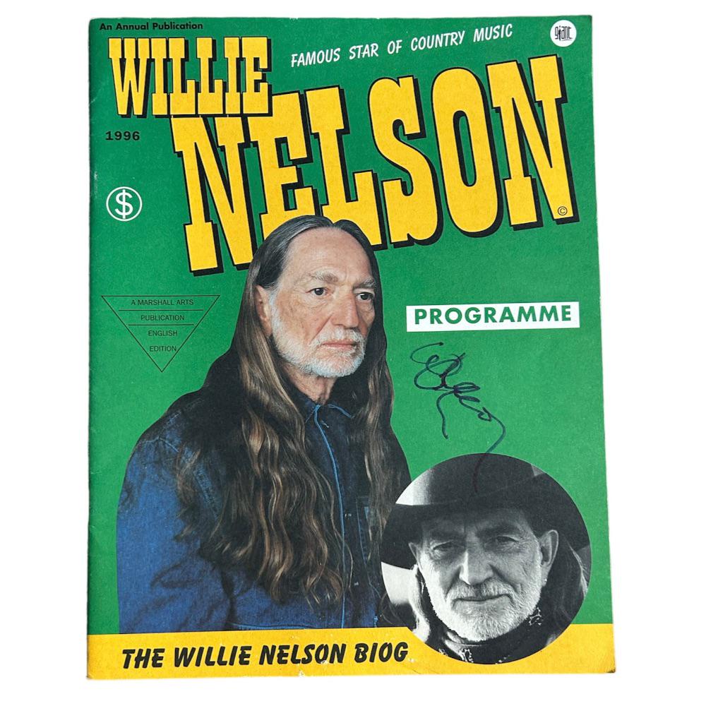Willie Nelson Signed 1996 Tour Programme: This lot is a 1996 tour programme and Willie Nelson Biography, autographed on the cover by Willie Nelson. Willie Hugh Nelson is an American country musician. The critical success of the album Shotgun