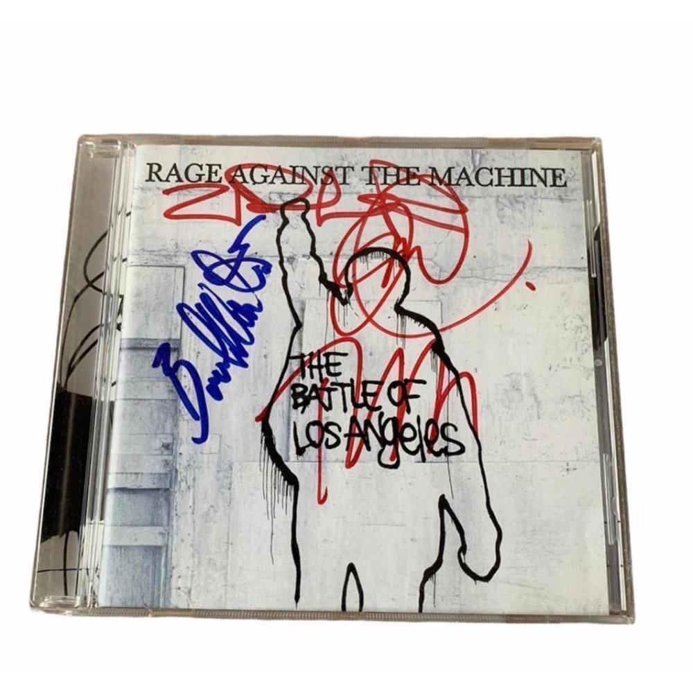 Rage Against The Machine Signed The Battle of Los Angeles CD Certified: This lot is a CD, autographed by all members of Rage Against The Machine. Item comes with Certificate of Authenticity, guaranteeing it for a lifetime.