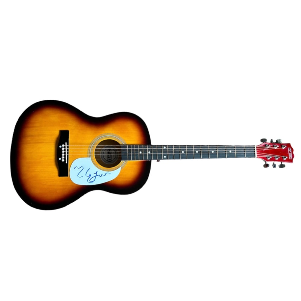 Mark Knopfler Dire Straits Signed Acoustic Guitar: This lot is an acoustic guitar, autographed by Mark Knopfler of Dire Straits. Dire Straits were a British rock band formed in London in 1977 by Mark Knopfler (lead vocals and lead guitar), David Knopf