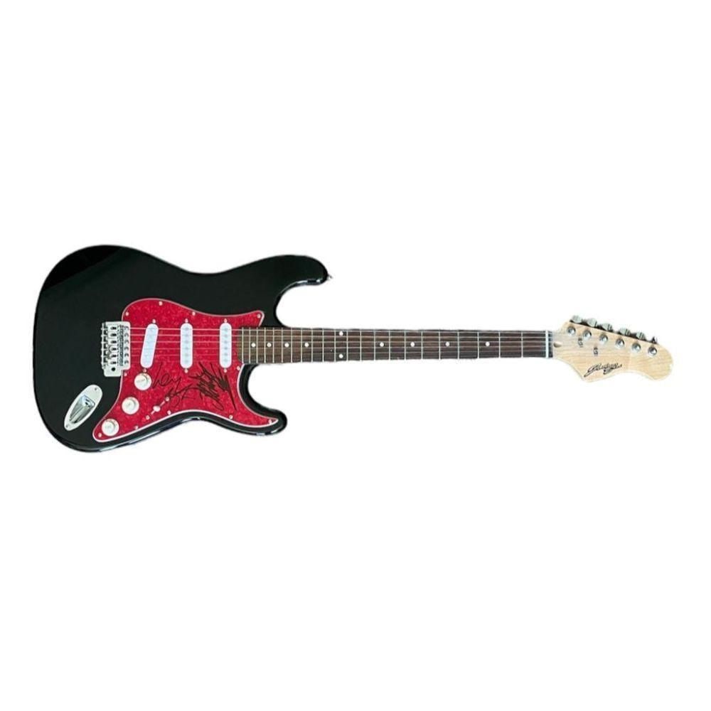 Motorhead Fully Signed Guitar: This lot is an electric guitar, autographed by Lemmy, Phil Campbell and Mikkey Dee of Motorhead. Motörhead were an English rock band formed in London in 1975 by bassist and lead vocalist Lemmy Kilmis