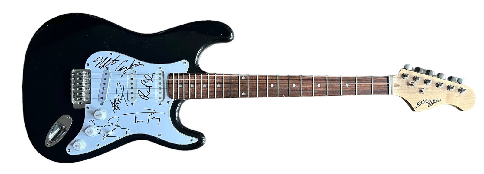 Tom Petty and The Heartbreakers Signed Electric Guitar: This lot is an electric guitar, autographed by Tom Petty, Mike Campbell, Ron Blair, Benmont Tench and Stan Lynch of The Heartbreakers. Item comes with Certificate of Authenticity, guaranteeing it for