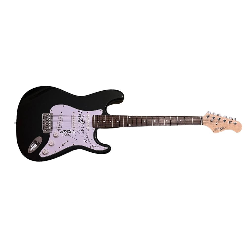 Black Sabbath Signed Electric Guitar: This lot is and electric guitar, autographed by Ozzy Osbourne, Tony Iommi, Geezer Butler and Bill Ward of Black Sabbath. Item comes with Certificate of Authenticity, guaranteeing it for a lifetime.