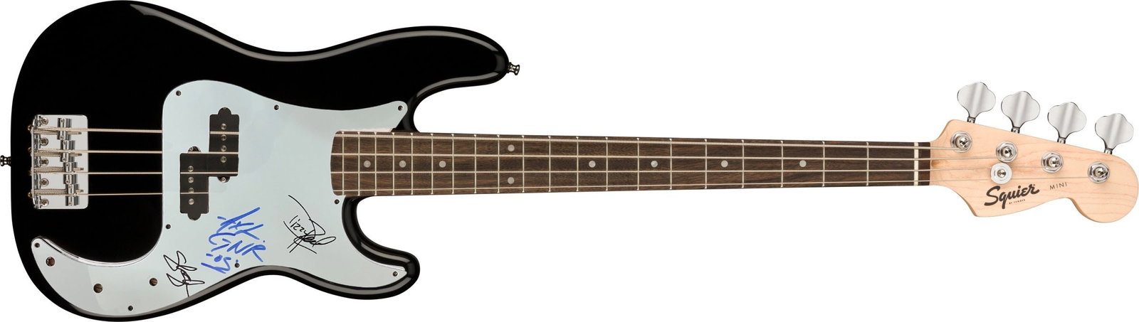 Guns N Roses Signed Electric Bass Guitar: This lot is an electric bass guitar, autographed on the pickguard in black sharpie pen by Axl Rose, Slash and Dizzy Reed of Gun N' Roses. Item comes with Certificate of Authenticity, guaranteeing it f