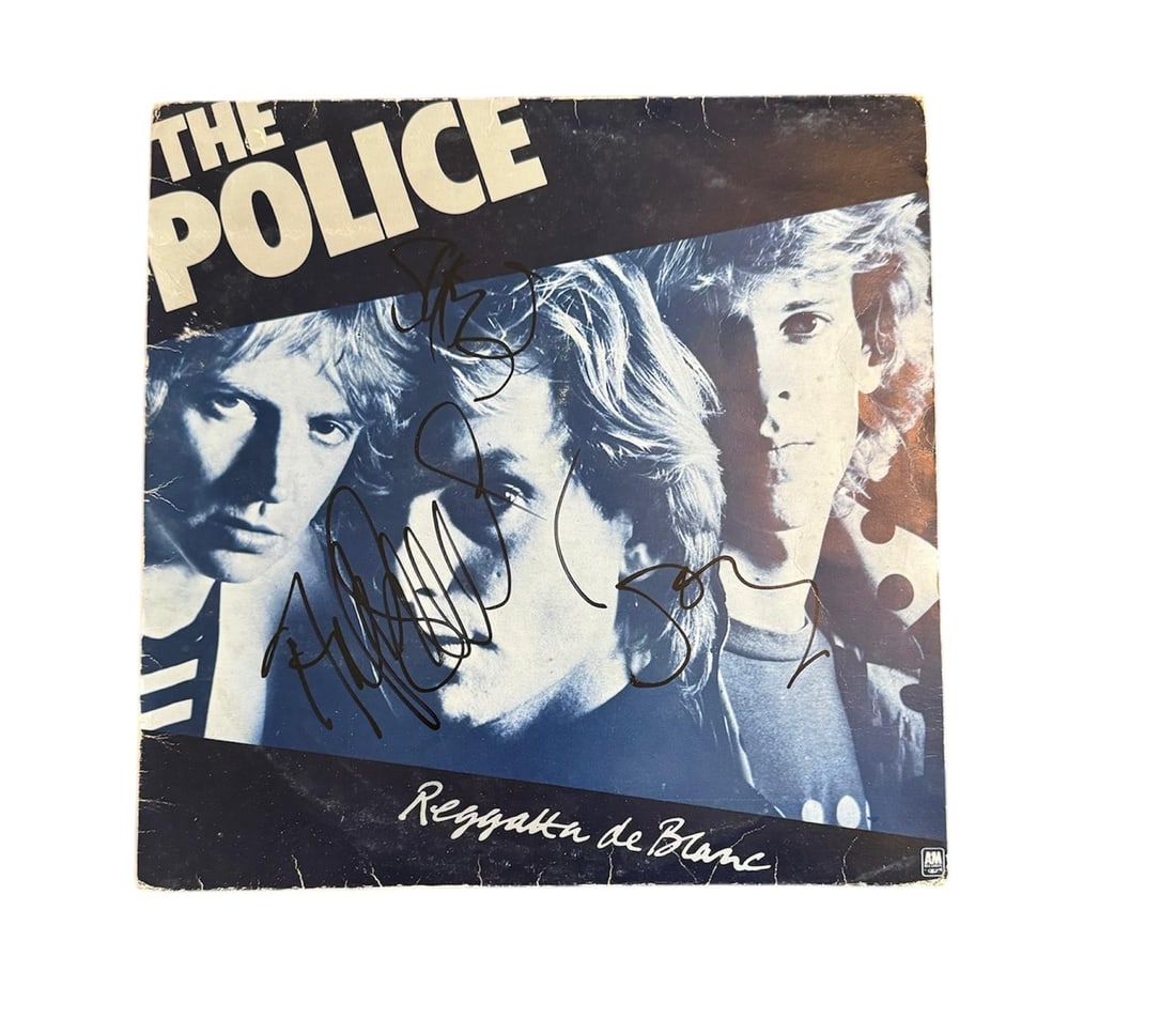 The Police Signed Reggatta de Blanc Vinyl LP: This lot is a vinyl LP (Reggatta De Blanc) autographed by Sting, Andy Summers and Stewart Copeland of The Police. Item comes with Certificate of Authenticity, guaranteeing it for a lifetime.