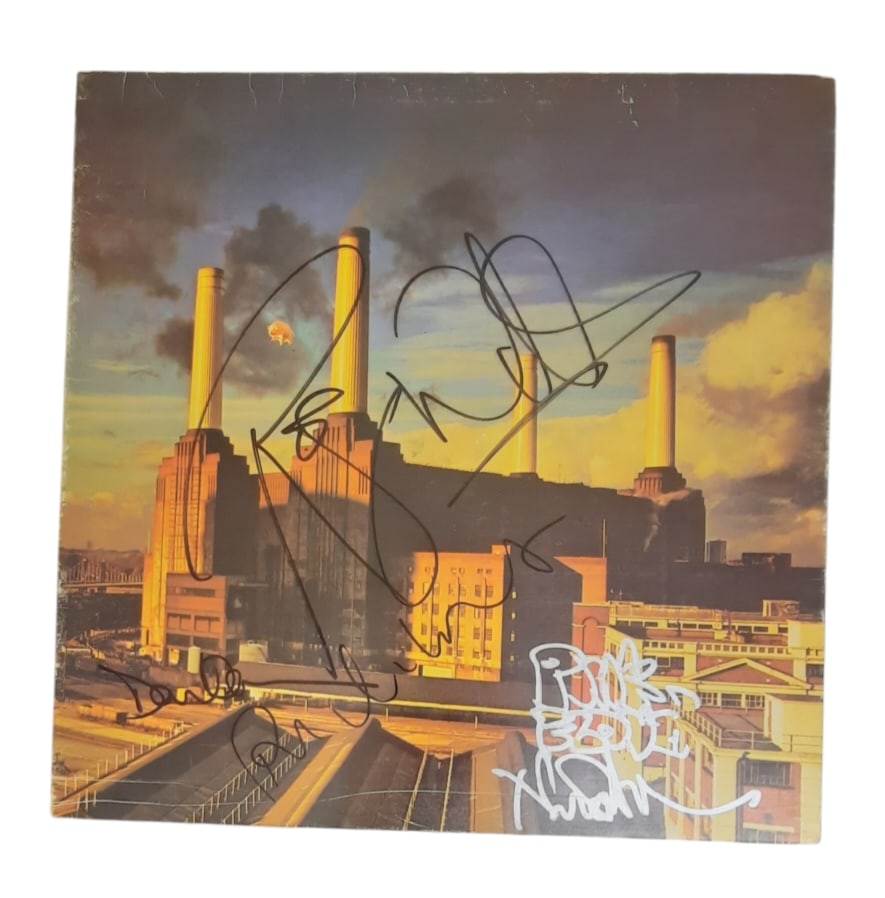 Pink Floyd Signed Animals Vinyl LP: This lot is a vinyl LP (Animals), autographed by Roger Waters, David Gilmour, Richard Wright and Nick Mason of Pink Floyd. Item comes with third-party authentication and affixed tamper-proof holograph