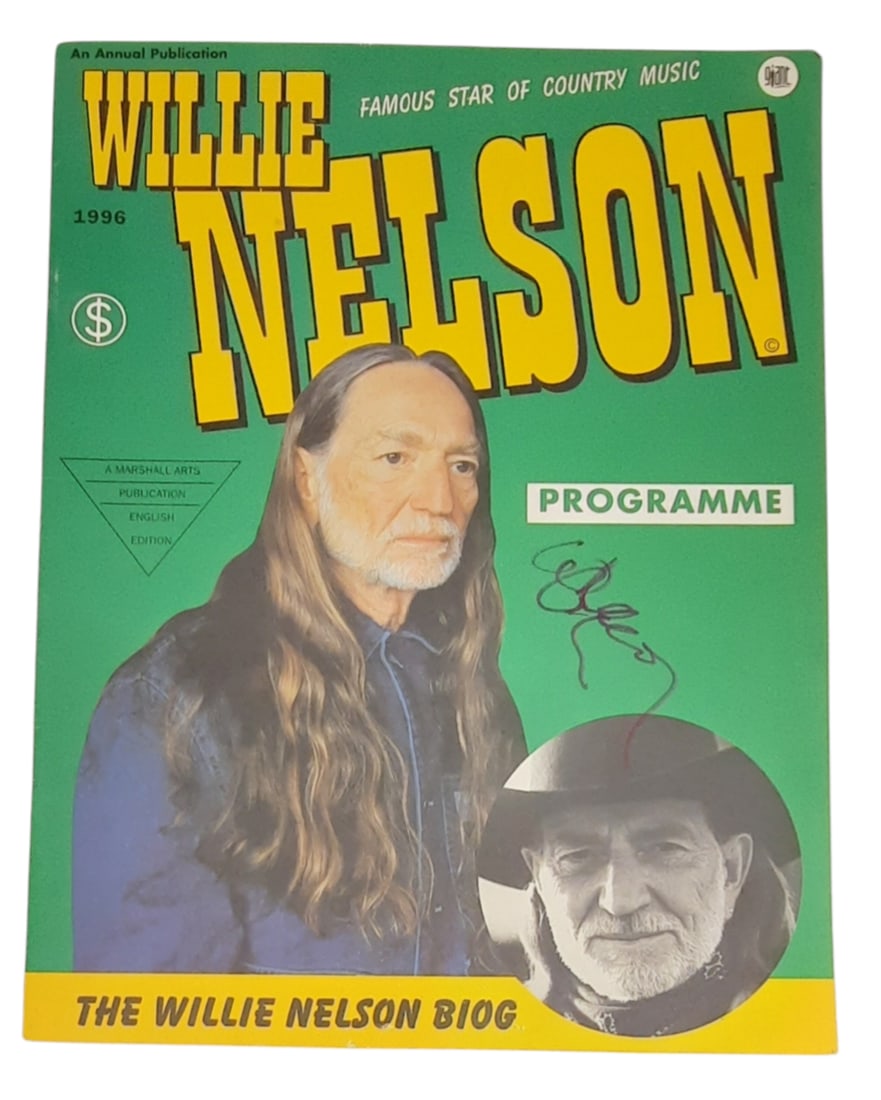 Willie Nelson Signed Tour Programme: This lot is a tour programme from Willie Nelson's 1996 tour, autographed by Willie Nelson. Item comes with third-party authentication and affixed tamper-proof holographic QR sticker leading to item de