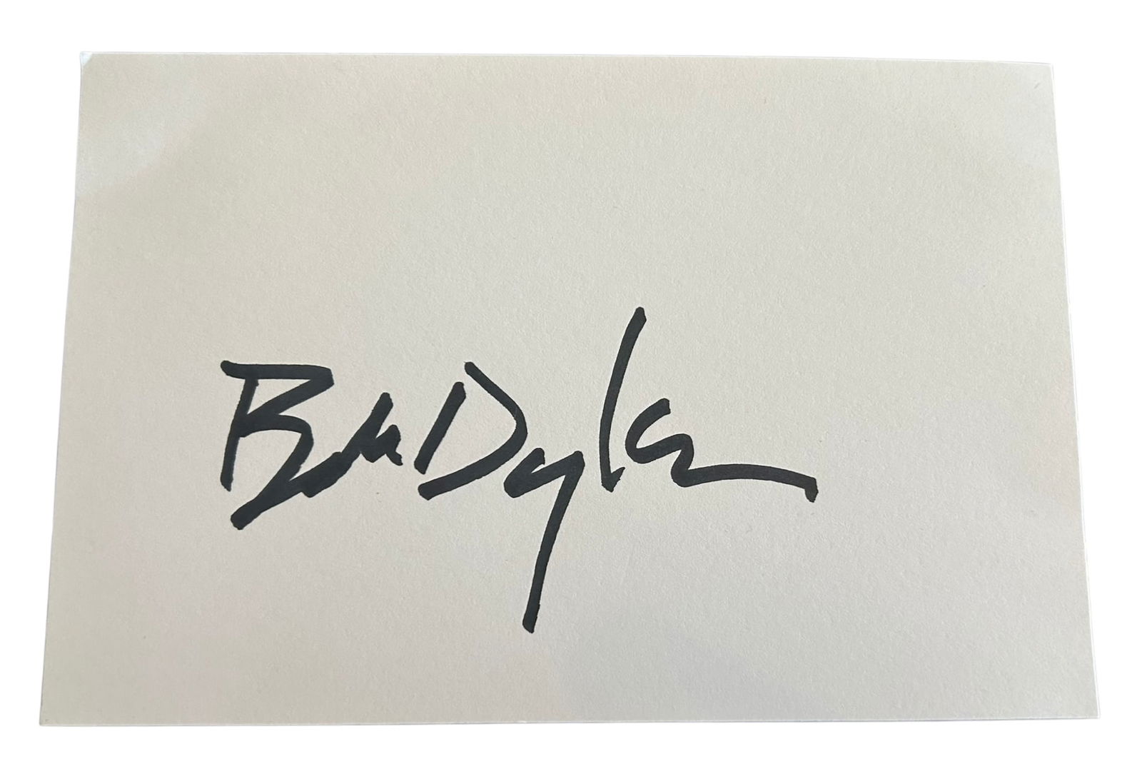 Bob Dylan Signed Index Card: This lot is a index card, autographed by Bob Dylan. Item comes with third-party authentication and affixed tamper-proof holographic QR sticker leading to item details and scoring.