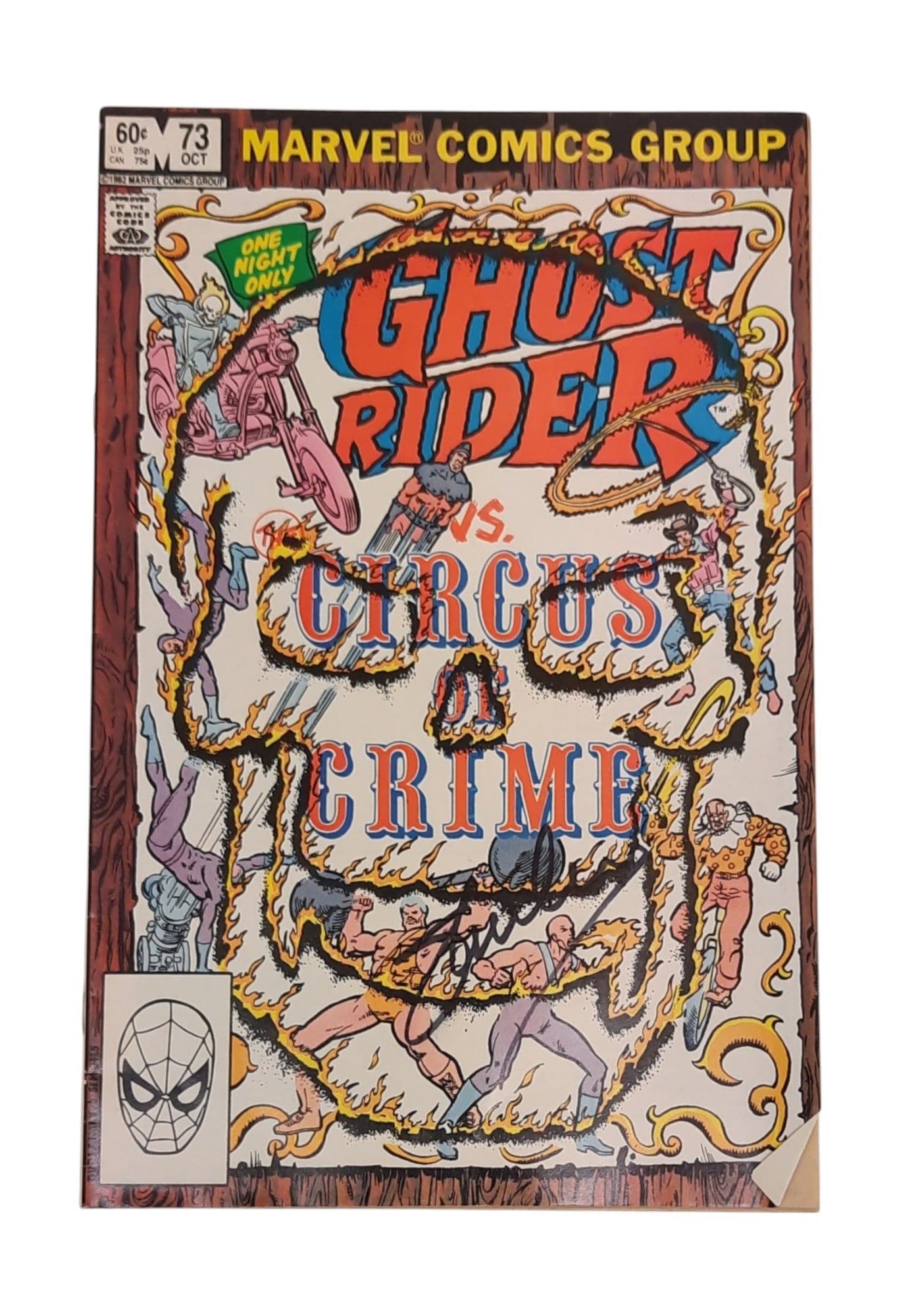 Stan Lee Signed Marvel Ghost Rider Comic Book: This lot is a Marvel (Ghost Rider vs Circus Of Crime) comic book, autographed by Stan Lee. Item comes with third-party authentication and affixed tamper-proof holographic QR sticker leading to item de