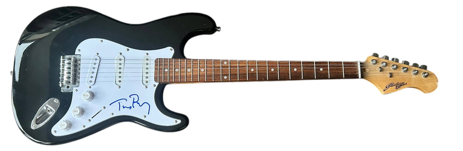 Tom Petty Signed Electric Guitar: This lot is an electric guitar, autographed on the pickguard by Tom Petty. Item comes with third-party authentication and affixed tamper-proof holographic QR sticker leading to item details and scorin