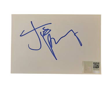 Joe Perry Signed Index Card: This lot is an index card, autographed by Joe Perry. Item comes with third-party authentication and affixed tamper-proof holographic QR sticker leading to item details and scoring.