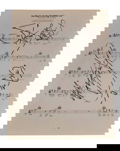 The Police Signed Sheet Music: This lot is a piece of sheet music (The Bed's Too Big Without You), autographed by Sting, Stewart Copeland and Andy Summers of The Police. Item comes with third-party authentication and affixed tamper