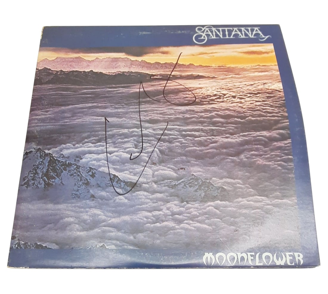 Santana Carlos Santana Signed Vinyl LP: This lot is a vinyl LP (Moonflower), autographed on the front of the vinyl cover by Carlos Santana of Santana. Item is authenticated by HSA and comes with affixed HSA Tamper-Proof hologram with intera