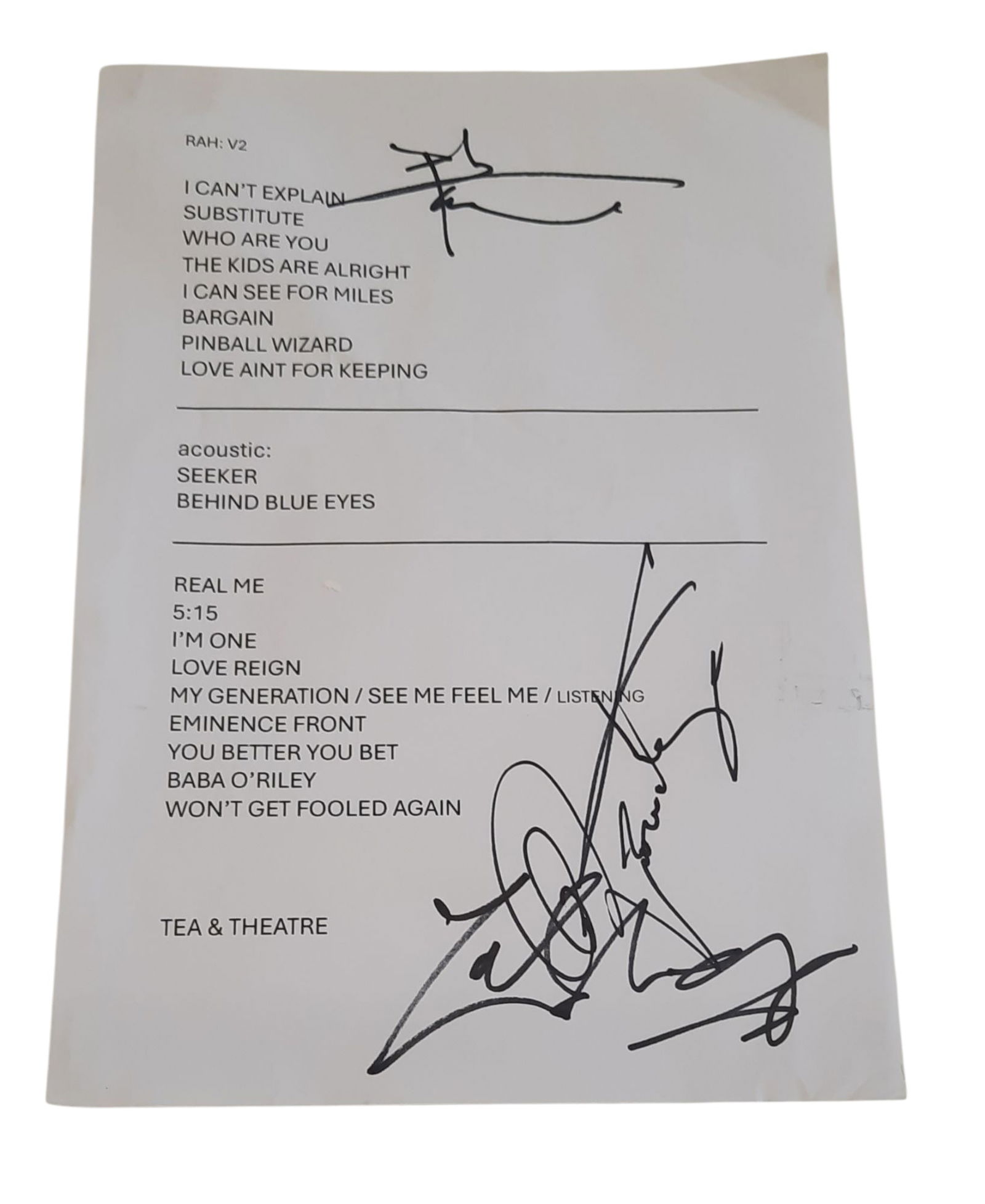 The Who Signed Signed Set List (1 of 1)