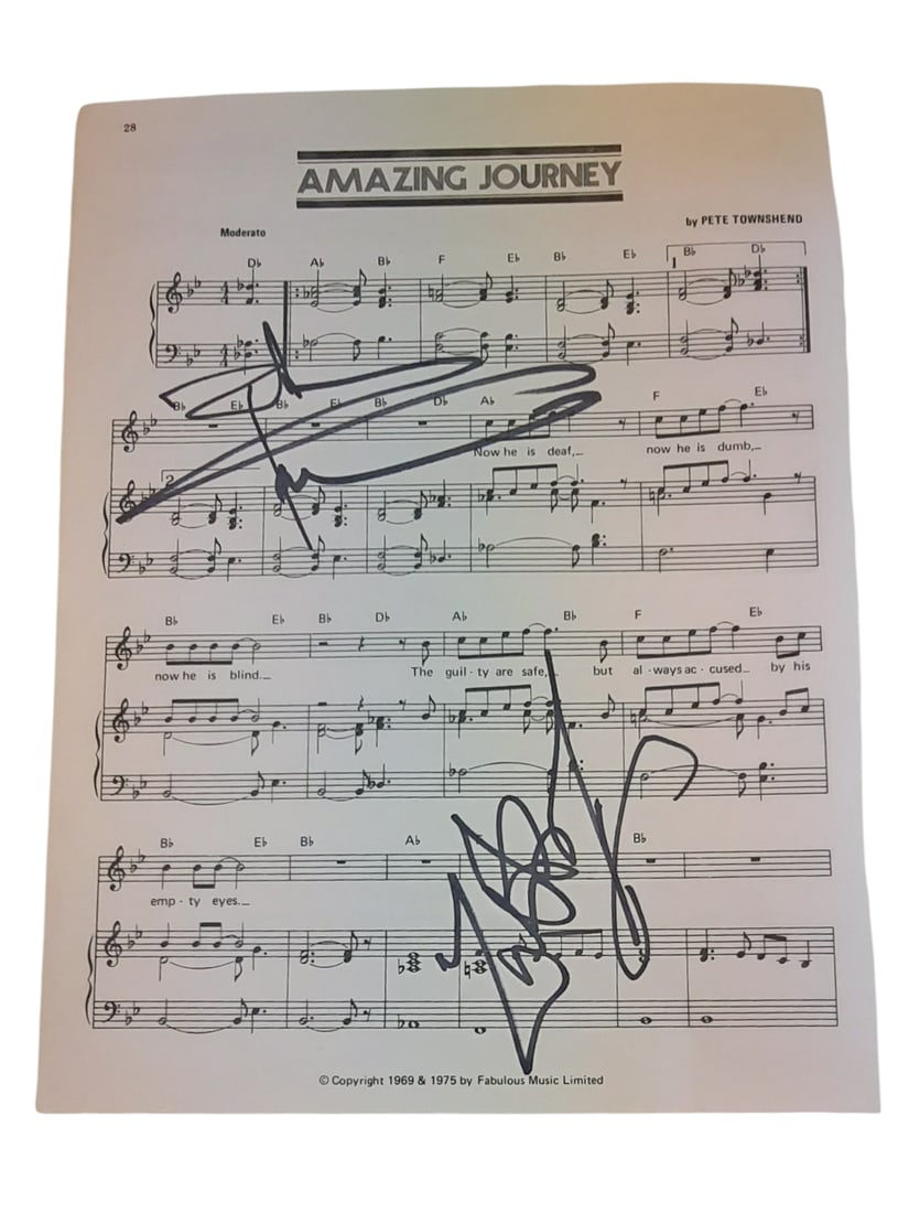 Pete Townshend And Zak Starkey Signed Sheet Music (1 of 1)