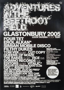 Glastonbury Original Promotional Poster: This lot is a 30x20" original (Glastonbury) promotional poster for (Adventures In The Beetroot Field - Glastonbury 2005). Item comes with COA guaranteeing the item as original for a lifetime.