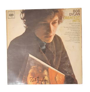 Bob Dylan Signed Vinyl LP: This lot is a vinyl LP (Greatest Hits) autographed by Bob Dylan. Item comes with third-party authentication and affixed tamper-proof holographic QR sticker leading to item details and scoring.