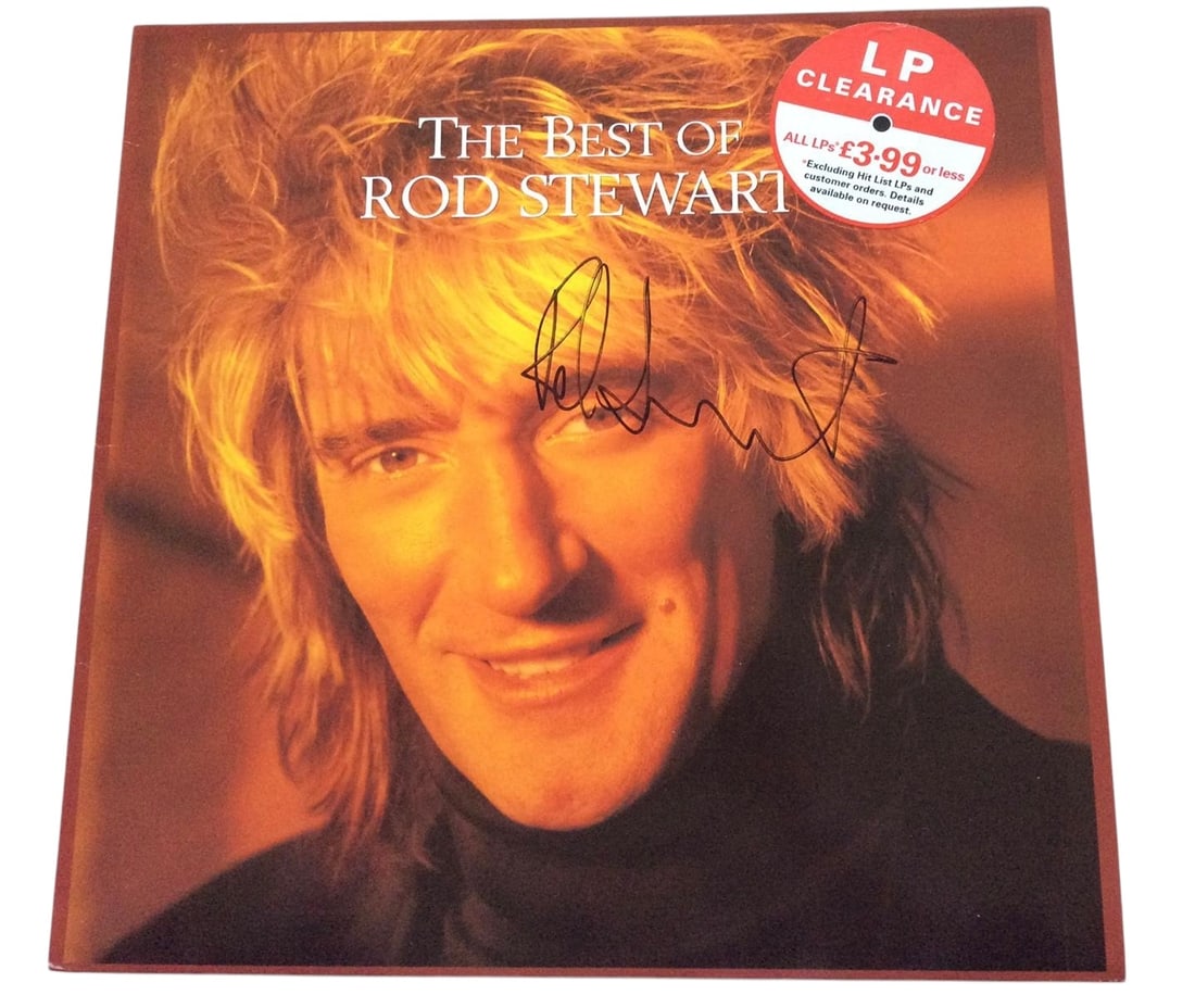 Rod Stewart Signed Vinyl LP: This lot is a vinyl LP (The Best Of Rod Stewart) autographed by Rod Stewart. Item comes with third-party authentication and affixed tamper-proof holographic QR sticker leading to item details and scor