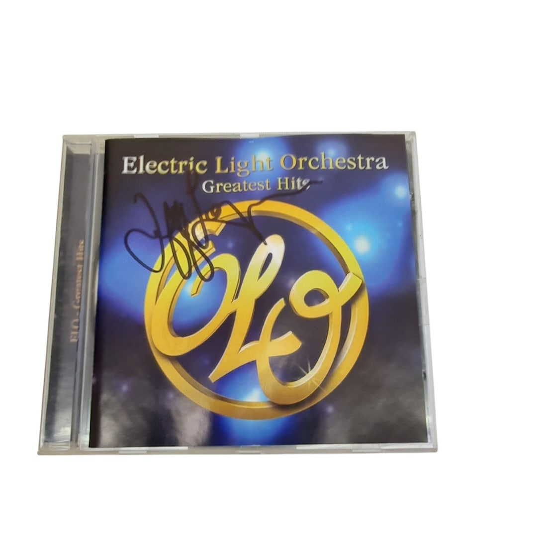 Jeff Lynne ELO Signed CD: This lot is a signed CD (ELO Greatest Hits), autographed on the front of the CD sleeve by Jeff Lynne of ELO. Item comes with third-party authentication and affixed tamper-proof holographic QR sticker