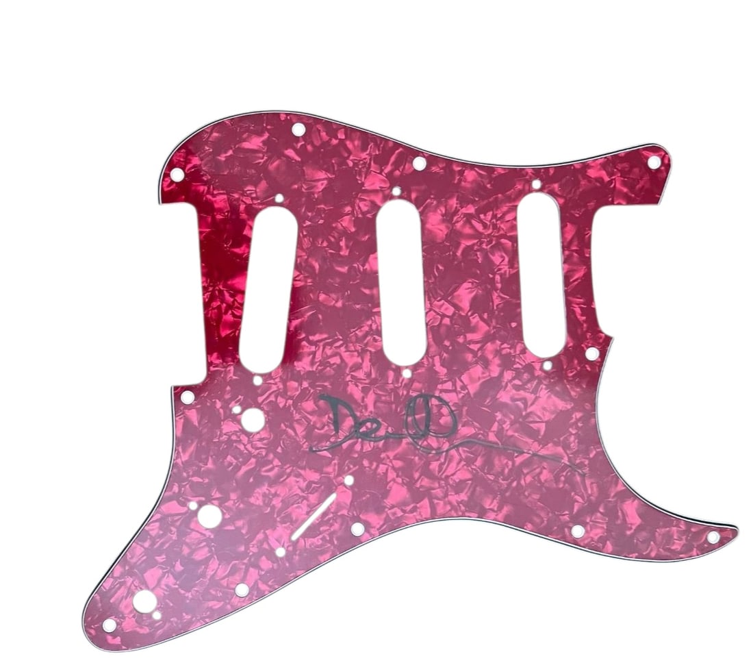 David Gilmour Signed Electric Guitar: This lot is an electric guitar, autographed on the pickguard by David Gilmour of Pink Floyd. Item is authenticated by HSA and comes with affixed HSA Tamper-Proof hologram with interactive QR code, con