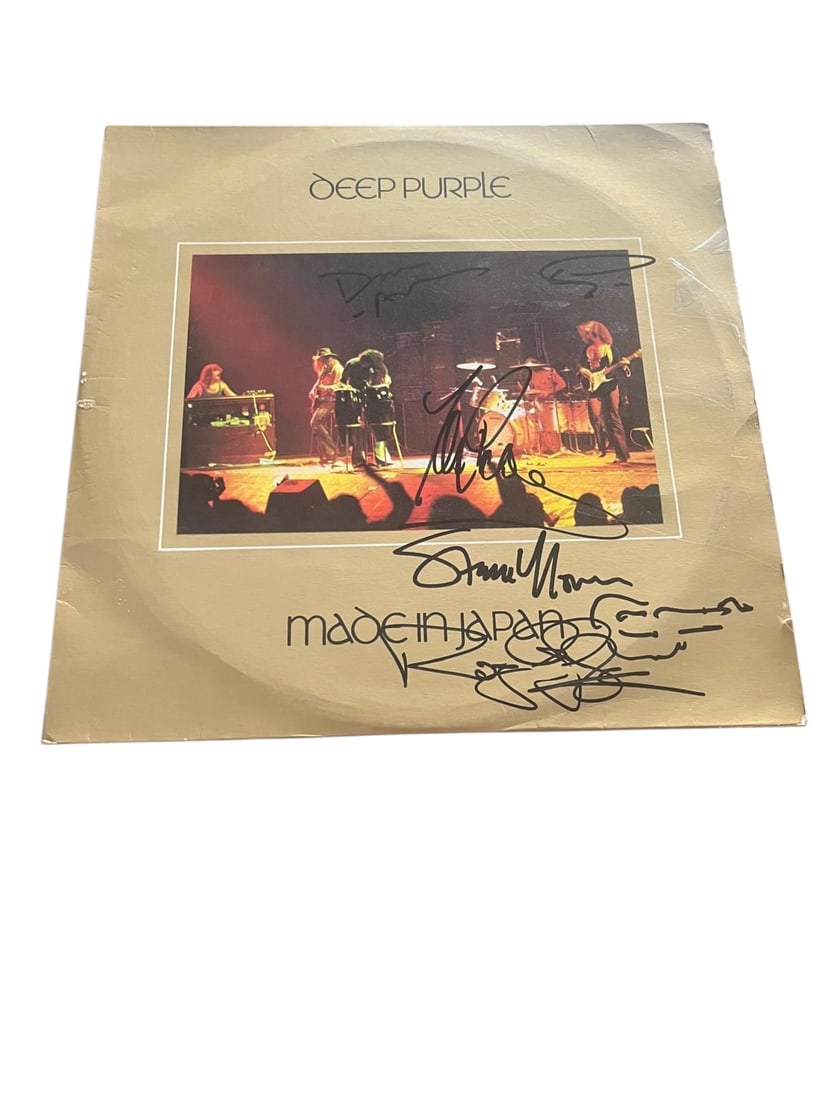 Deep Purple Signed Vinyl LP: This lot is a vinyl LP (Made In Japan), autographed on the front of the vinyl cover by Don Airey, Ian Paice, Steve Morse, Roger Glover and Ian Gillan of Deep Purple. Item comes with third-party authen