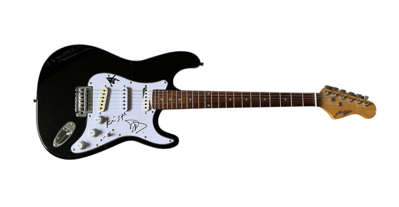Nirvana Signed Electric Guitar: This lot is an electric guitar, autographed on the pickguard by Dave Grohl, Pat Smear and Krist Novoselic of Nirvana. Item comes with third-party authentication and affixed tamper-proof holographic QR