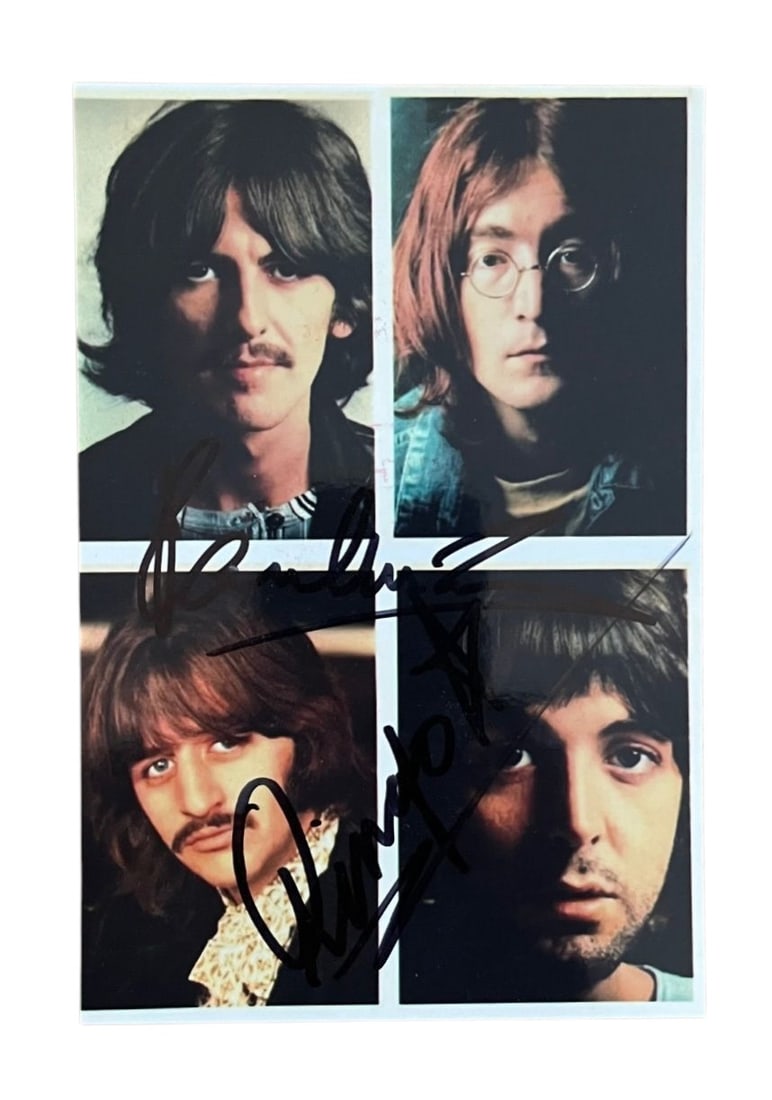 The Beatles Signed Photograph: This lot is a 4x6" photograph, autographed by Ringo Starr and Paul McCartney of The Beatles. Item comes with letter of provenance. Item is authenticated by HSA and comes with affixed HSA Tamper-Proof