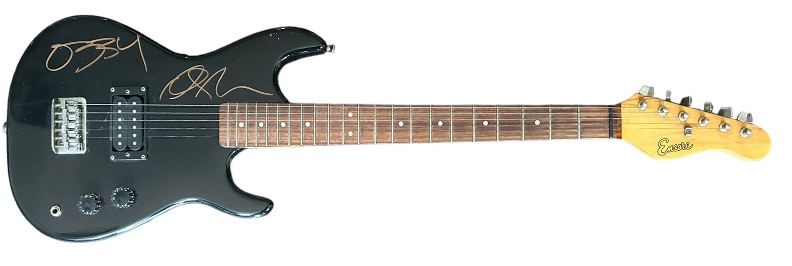 Ozzy Osbourne Signed Electric Bass Guitar: This lot is an electric bass guitar, autographed on the body in bronze sharpie pen by Ozzy Osbourne of Black Sabbath. Item comes with third-party authentication and affixed tamper-proof holographic QR