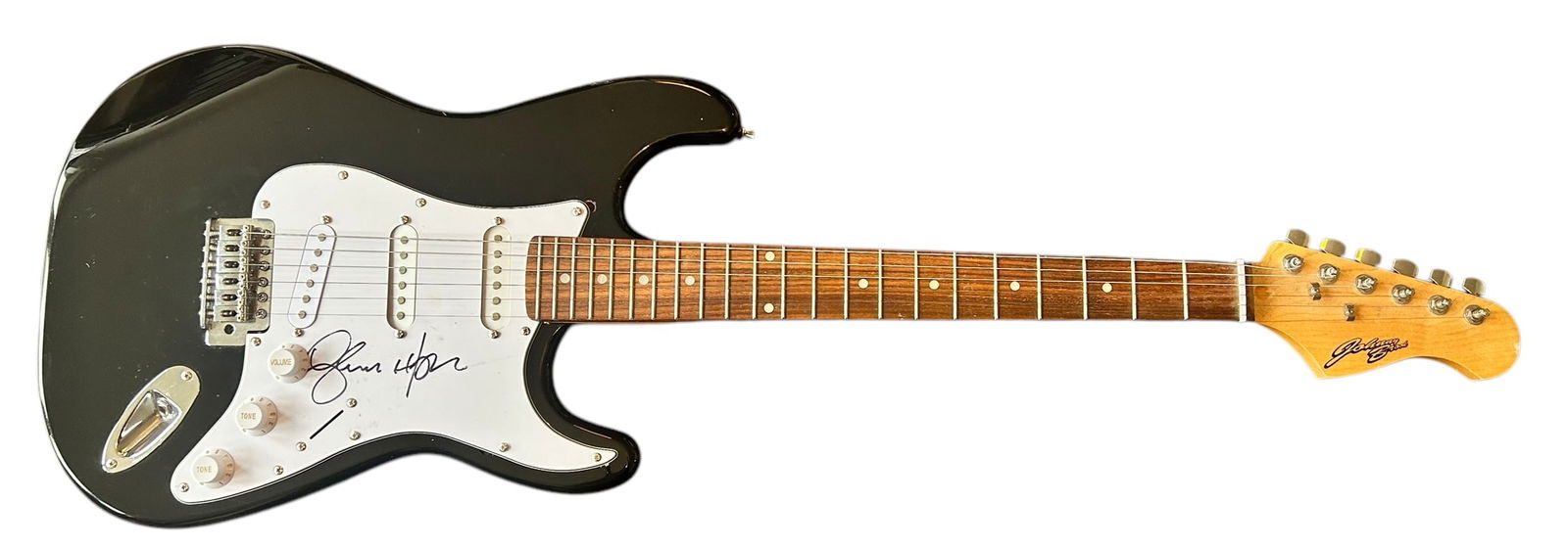 Glenn Hughes Signed Electric Guitar: This lot is an electric guitar, autographed by Glenn Hughes. Item comes with third-party authentication and affixed tamper-proof holographic QR sticker leading to item details and scoring.