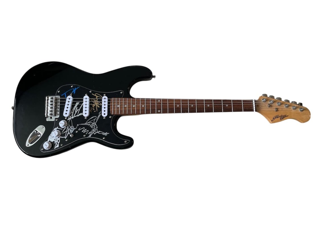 Guns N' Roses Signed Electric Guitar: This lot is an electric guitar, autographed on the pickguard by Axl Rose, Slash, Duff McKagan, Izzy Stradlin and Steven Adler of Guns N' Roses. Item comes with third-party authentication and affixed t