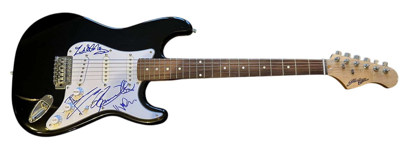 The Who Signed Electric Guitar: This lot is an electric guitar, autographed on the pickguard by Pete Townshend, Roger Daltrey, and Zak Starkey of The Who. Item comes with third-party authentication and affixed tamper-proof holograph