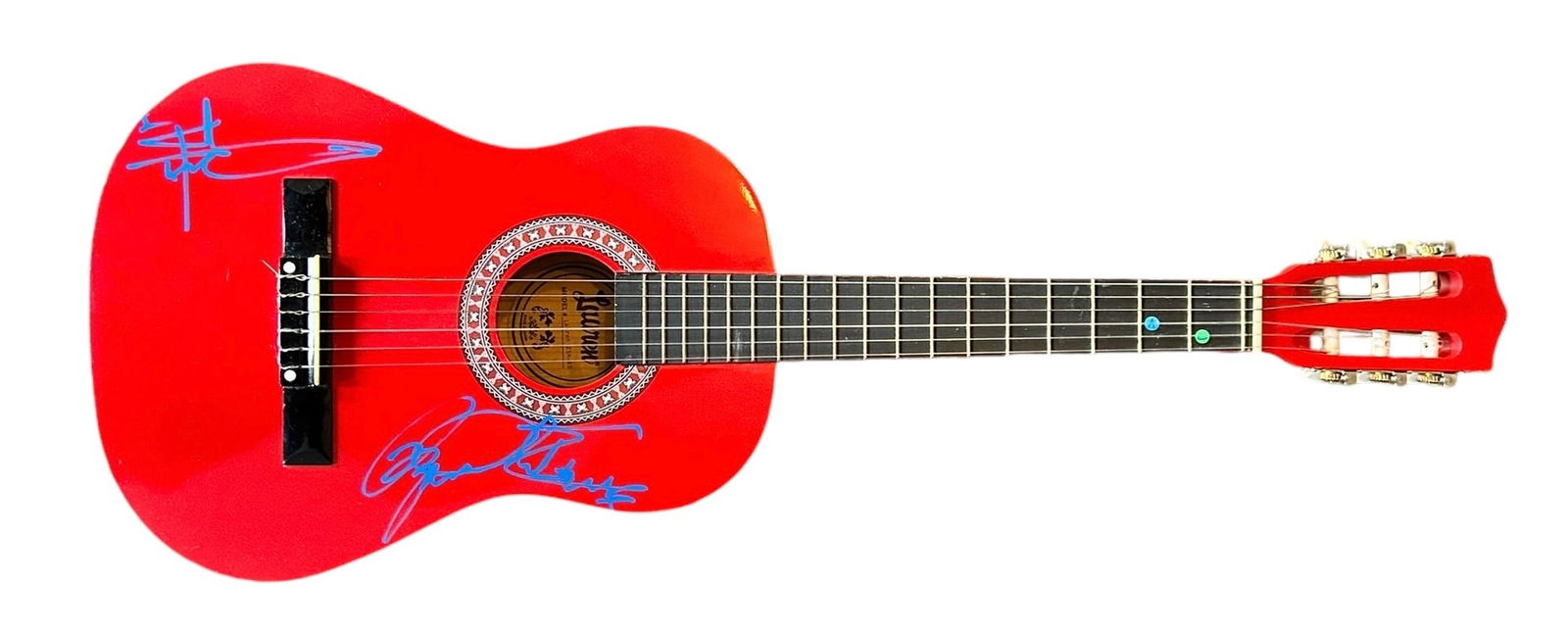 The Who Signed Acoustic Guitar: This lot is a 3/4 size acoustic guitar, autographed on the body by Pete Townshend, Roger Daltrey and Zak Starkey of The Who. Item comes with third-party authentication and affixed tamper-proof hologra