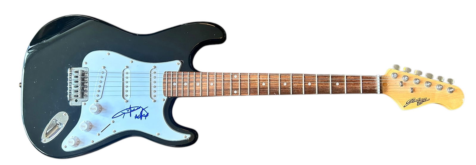 Angus Young AC/DC Signed Electric Guitar: This lot is an electric guitar, autographed by Angus Young of AC/DC. Item comes with third-party authentication and affixed tamper-proof holographic QR sticker leading to item details and scoring.