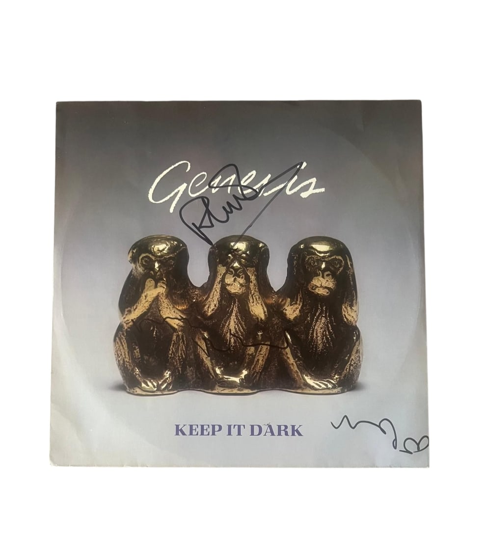 Genesis Signed 12" Vinyl: This lot is a 12" vinyl (Keep It Dark), autographed on the front of the vinyl cover by Phil Collins and Tony Banks of Genesis. Item comes with third-party authentication and affixed tamper-proof holog