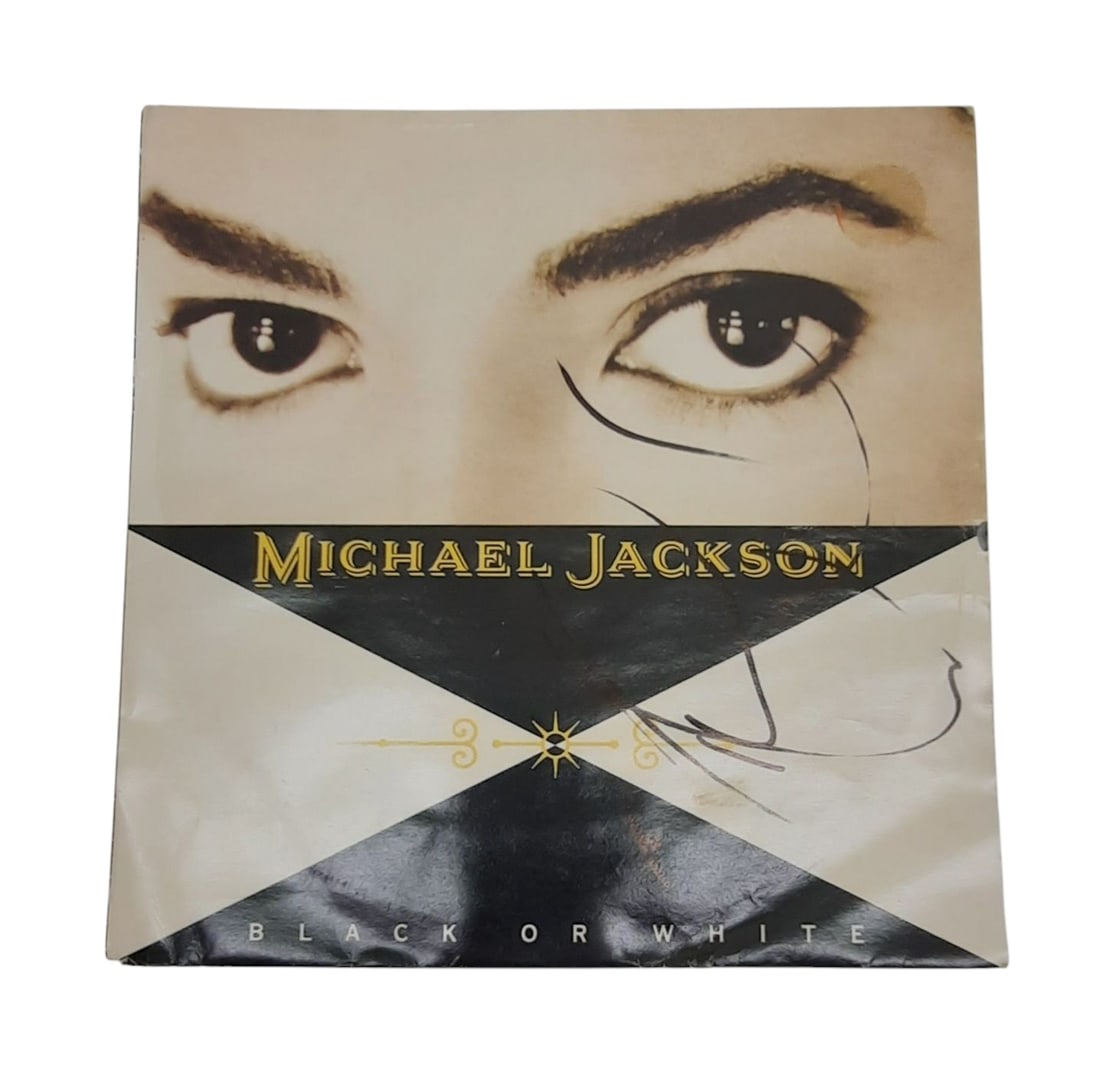 Michael Jackson Signed Vinyl Single: This lot is a 7" vinyl single (Black Or White), autographed on the front of the vinyl cover by Michael Jackson. The autograph is faded and is only partially visible. Item is authenticated by HSA and c
