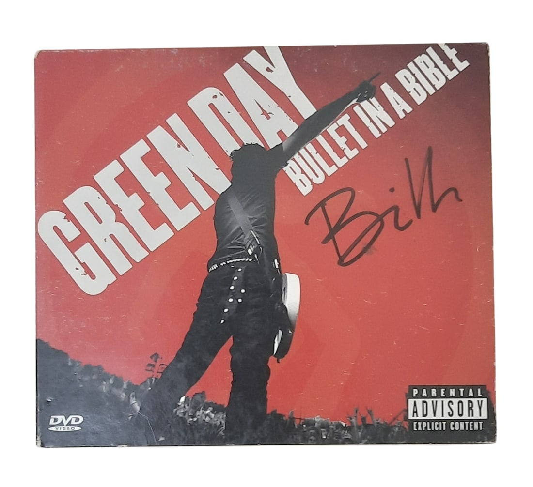 Billie Joe Armstrong Green Day Signed CD: This lot is a CD (Bullet In A Bible) autographed by Billie Joe Armstrong of Green Day. Item comes with third-party authentication and affixed tamper-proof holographic QR sticker leading to item detail