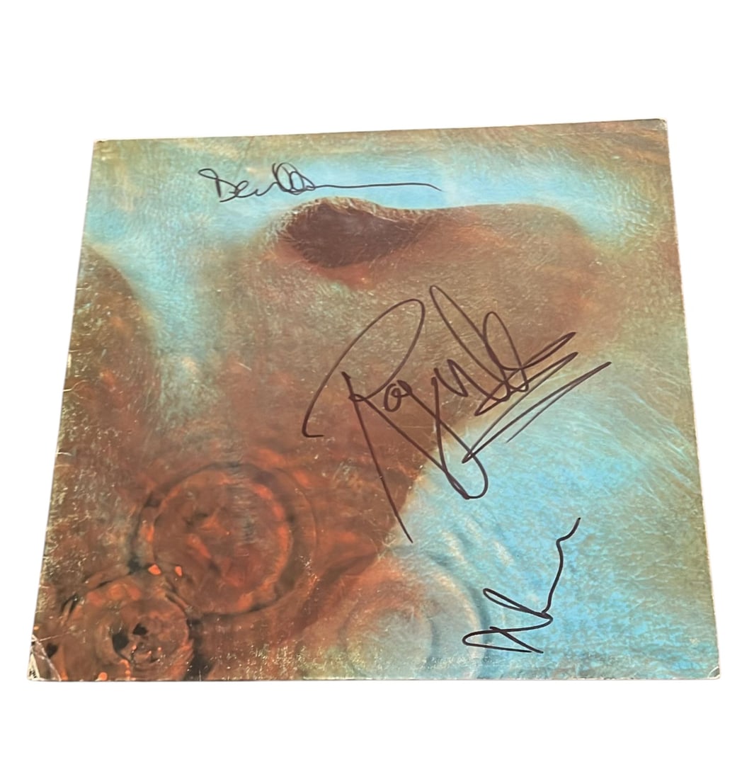 Pink Floyd Signed Vinyl LP: This lot is a vinyl LP (Meddle), autographed on the front of the vinyl cover by Roger Waters, Nick Mason and David Gilmour of Pink Floyd. Item comes with third-party authentication and affixed tamper-