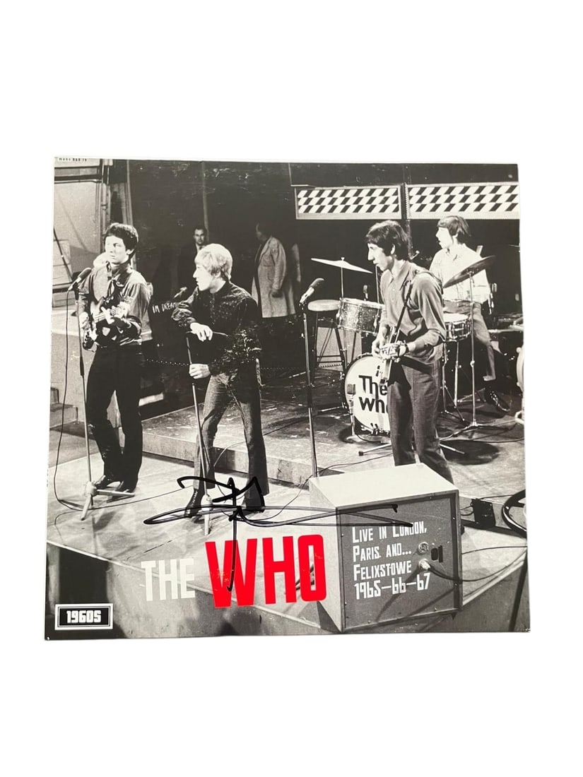 The Who Pete Townshend Signed Vinyl LP: This lot is a vinyl LP (The Who Live), autographed on the front of the vinyl cover by Pete Townshend of The Who. Item comes with third-party authentication and affixed tamper-proof holographic QR stic