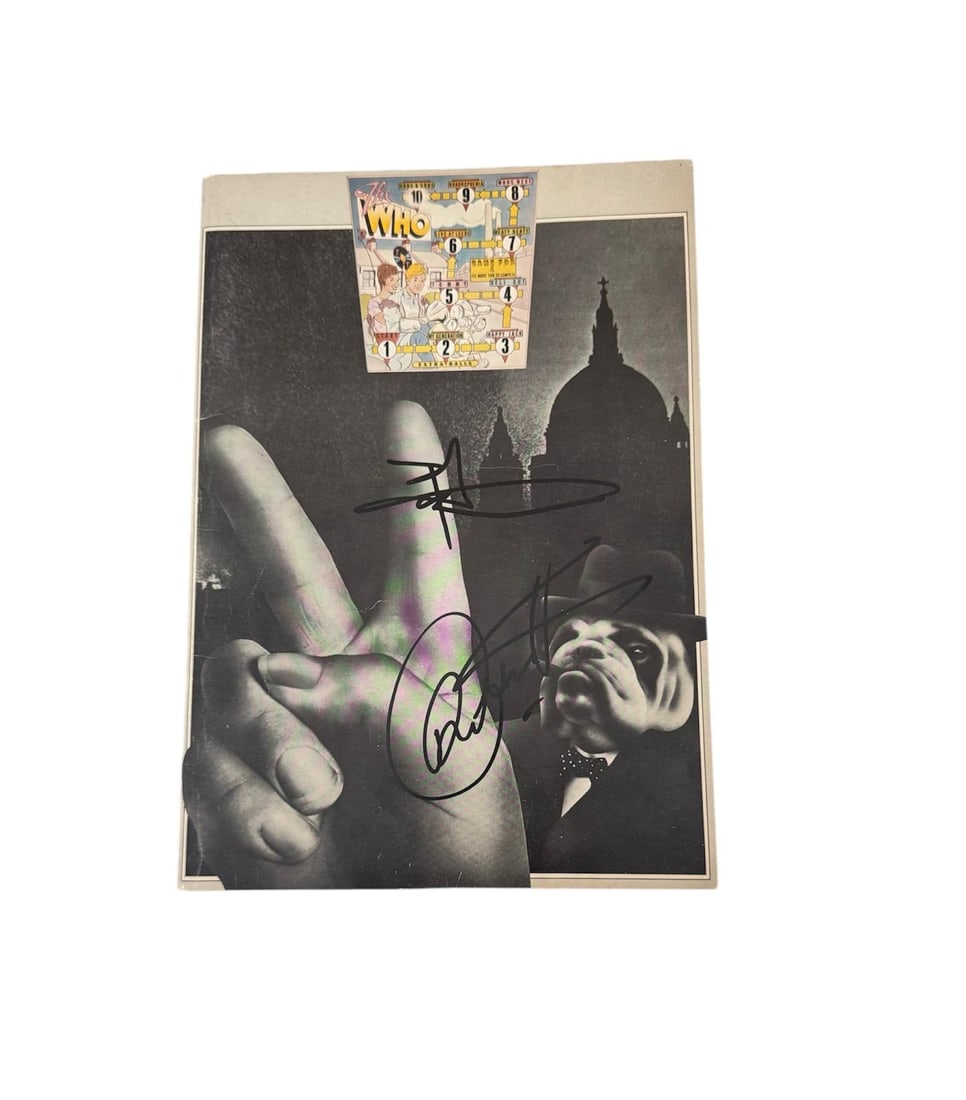 The Who Signed 1975 Tour Programme: This lot is a 1975 Tour Programme, autographed by Pete Townshend and Roger Daltrey of The Who. Item comes with third-party authentication and affixed tamper-proof holographic QR sticker leading to ite