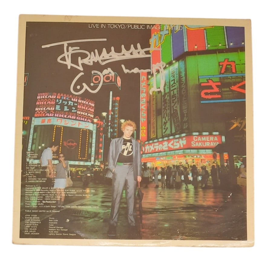 Johnny Rotten Signed PiL Live In Tokyo Vinyl LP: This lot is a vinyl LP (Live In Tokyo) autographed by Johnny Rotten of PiL. Item comes with third-party authentication and affixed tamper-proof holographic QR sticker leading to item details and scori