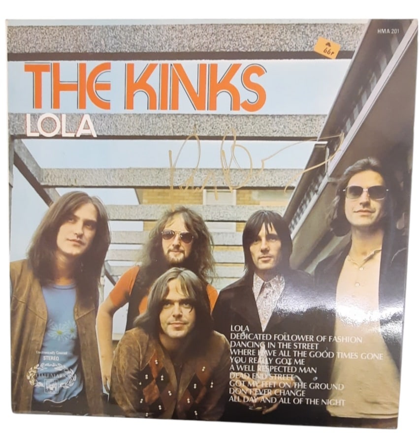 The Kinks Signed Vinyl LP Lola: This lot is a vinyl LP (Lola) autographed by Ray Davies of The Kinks. Item comes with third-party authentication and affixed tamper-proof holographic QR sticker leading to item details and scoring.