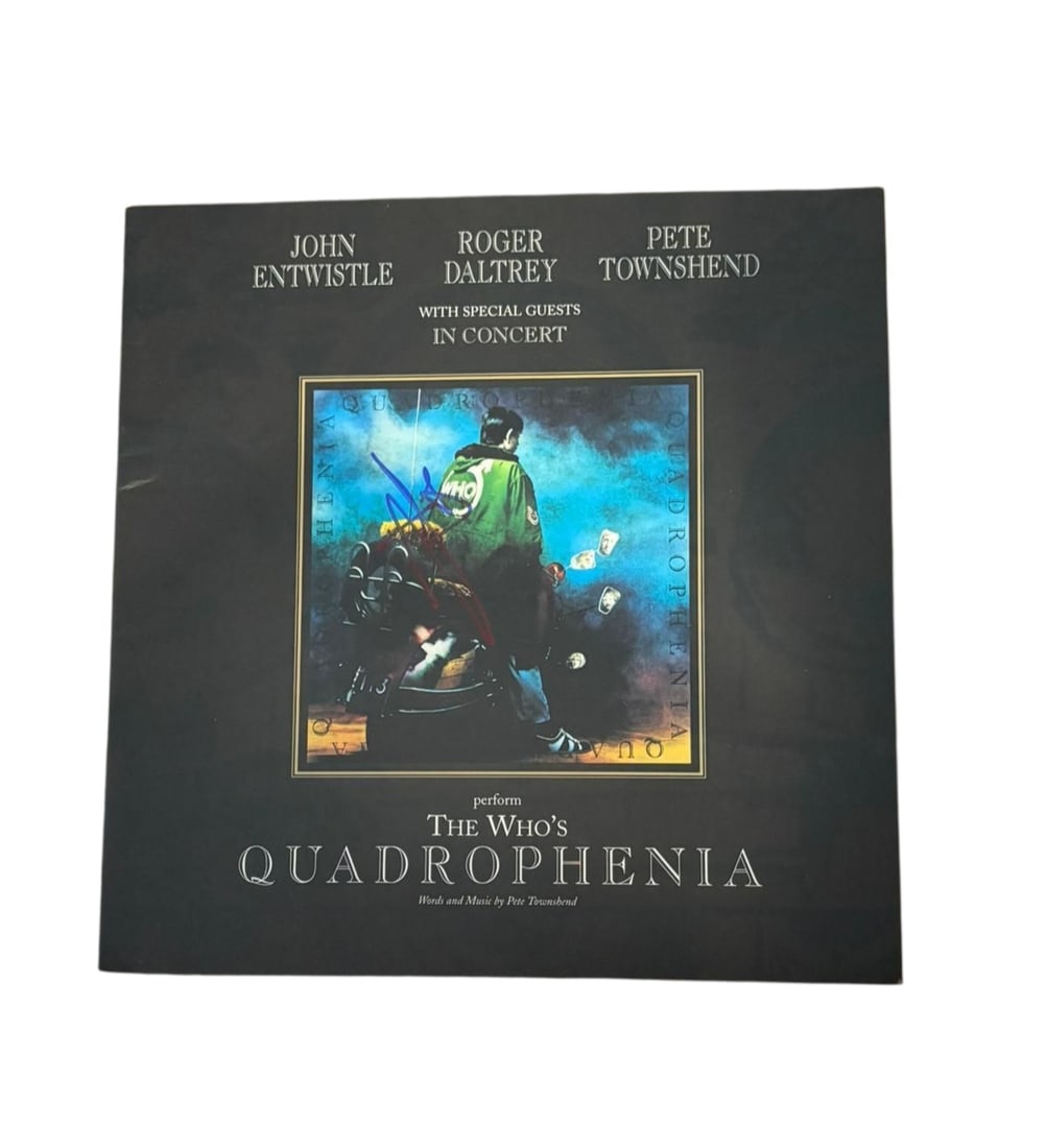 The Who Pete Townshend Signed Tour programme: This lot is a tour programme (The Who's Quadrophenia 1996), autographed by Pete Townshend of The Who. Item comes with third-party authentication and affixed tamper-proof holographic QR sticker leading