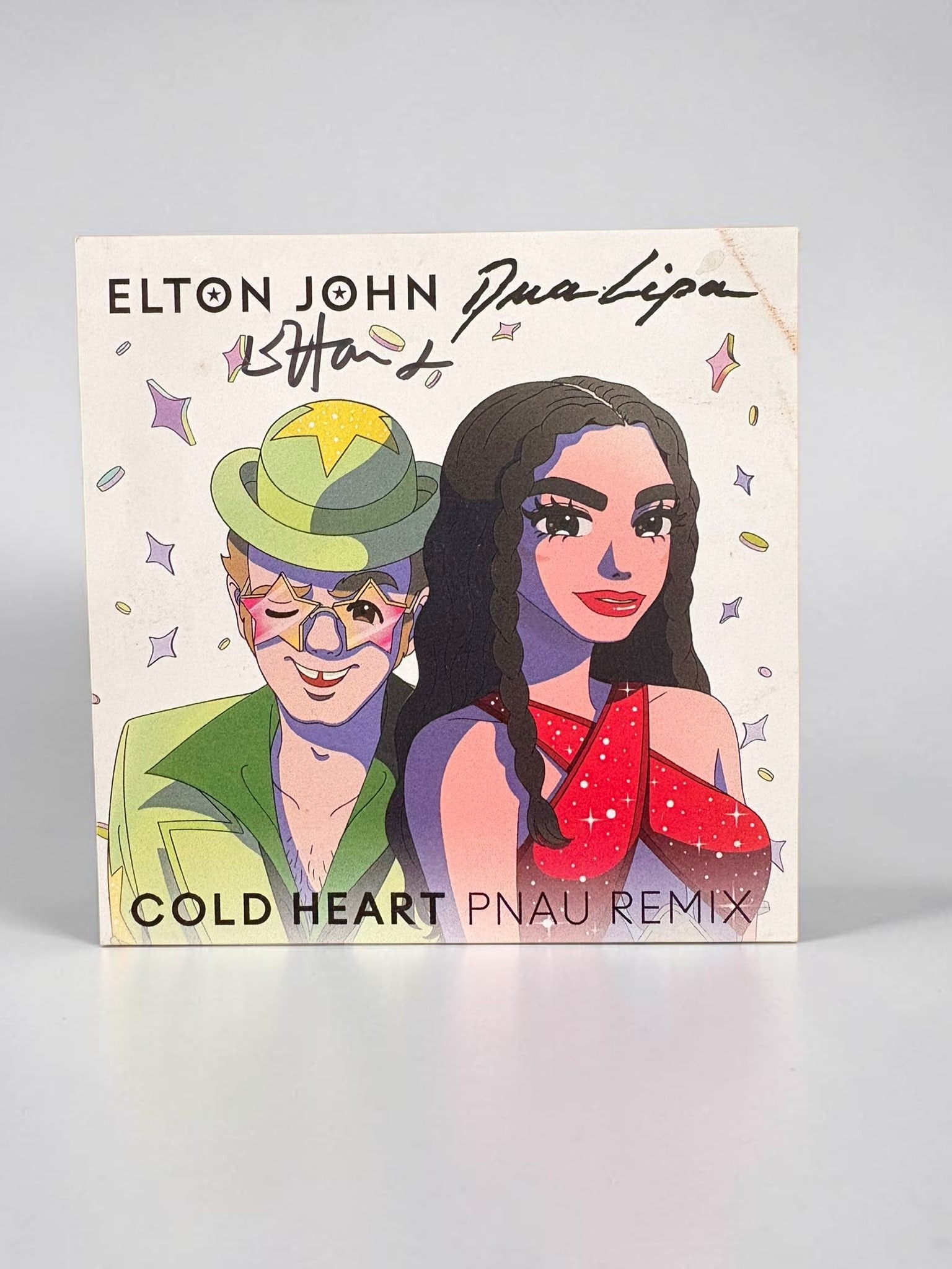 Elton John And Dua Lipa Signed Cold Heart Art Card Beckett BAS Authenticated (1 of 3)