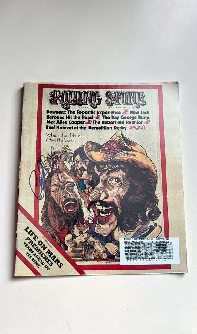 Bob Dylan Signed Rolling Stones Magazine: This lot is a Rolling Stones Magazine (March 29th 1973), autographed on the front of the magazine by Bob Dylan. Item comes with third party authentication including interactive QR code, item details