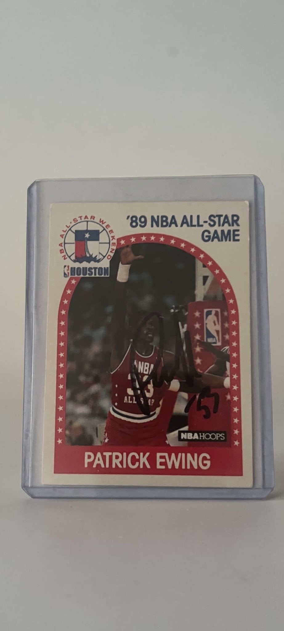 Patrick Ewing Signed NBA Hoops Collectors Card: This lot is a NBA Hoops collectors card (89' NBA All Star Game), featuring Patrick Ewing and Autogeaphed on the front of the card by Patrick Ewing. Item comes with third party authentication