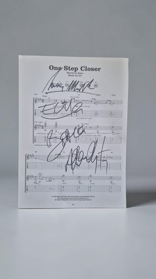 U2 Signed Sheet Music (1 of 1)