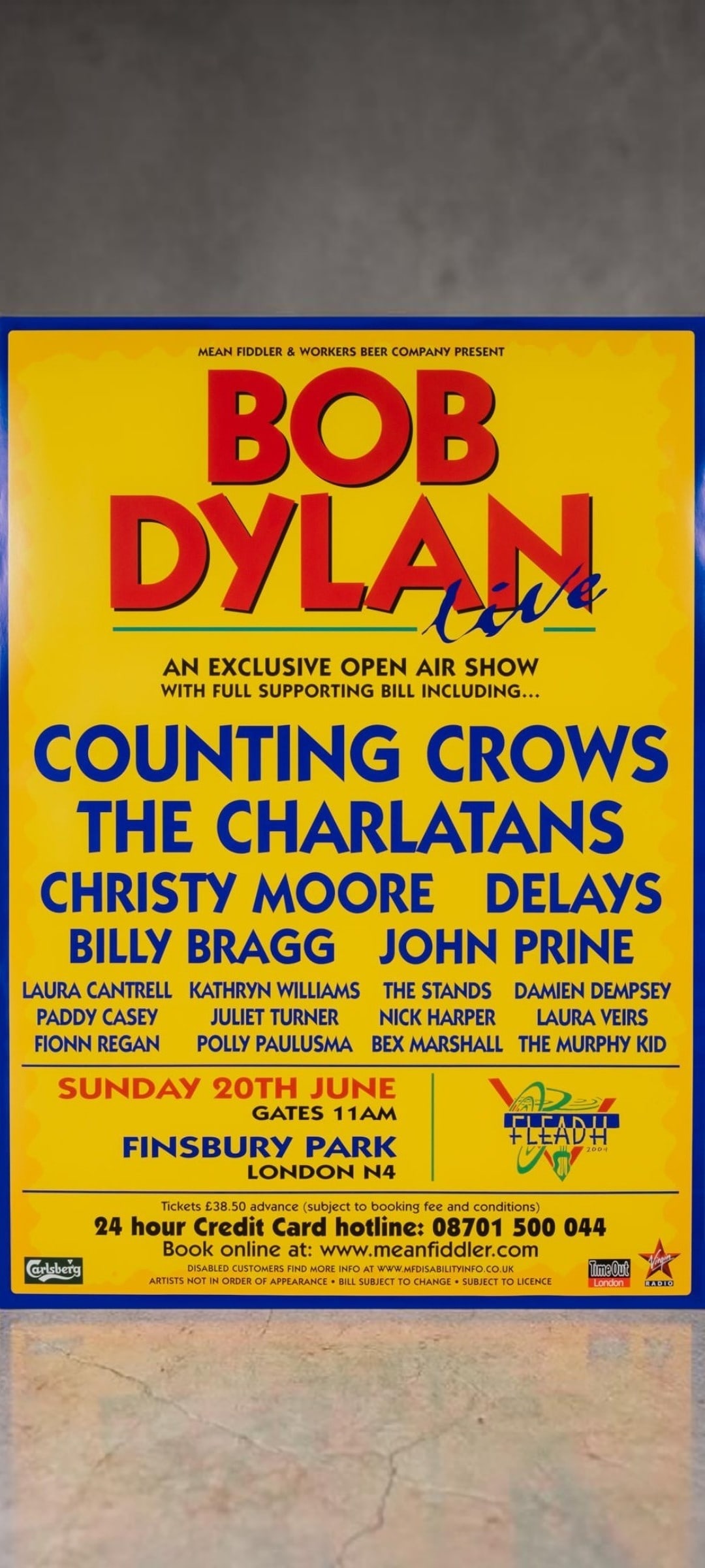 Bob Dylan Finsbury Park Original Promotional Poster (1 of 1)